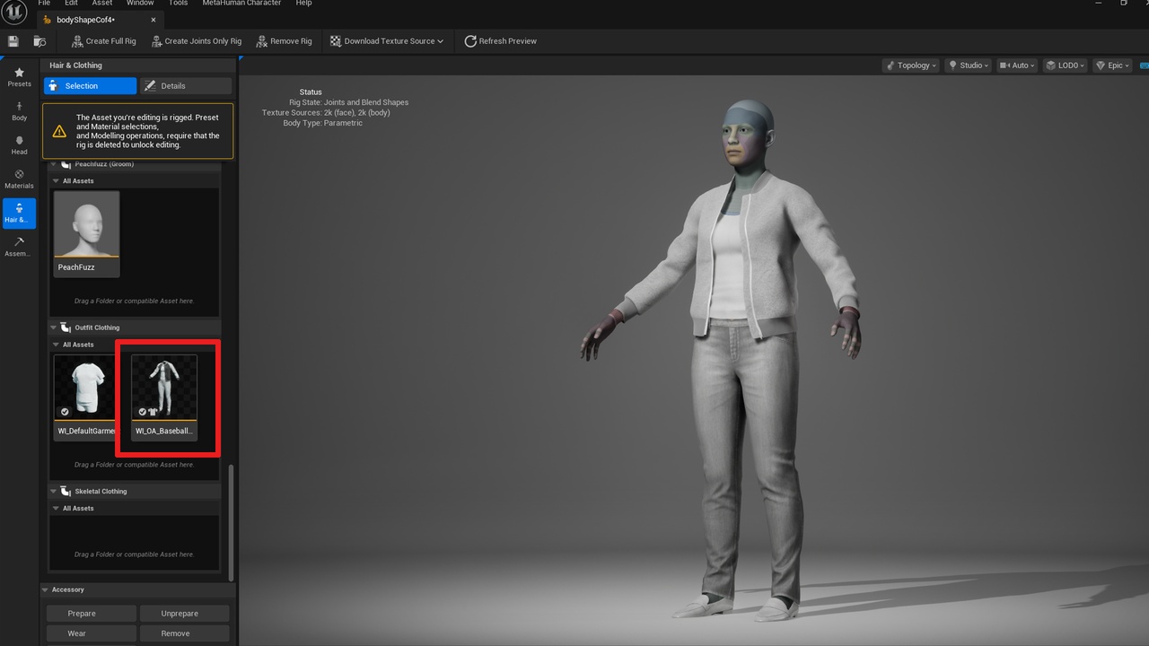 Media 1 for listing Baseball Jeans Casual Outfit - Metahuman Clothes Parametric Outfit PBR