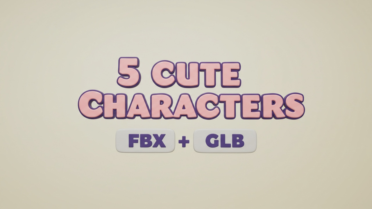 Media 1 for listing Chibi Friends 3D Character Pack - 5 Unique Models
