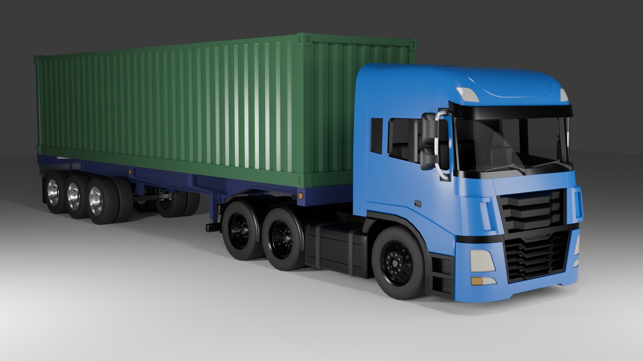 Media 1 for listing Semi Truck 3D Pack – 18 Wheeler with Tanker, Box & Container Trailers | PBR