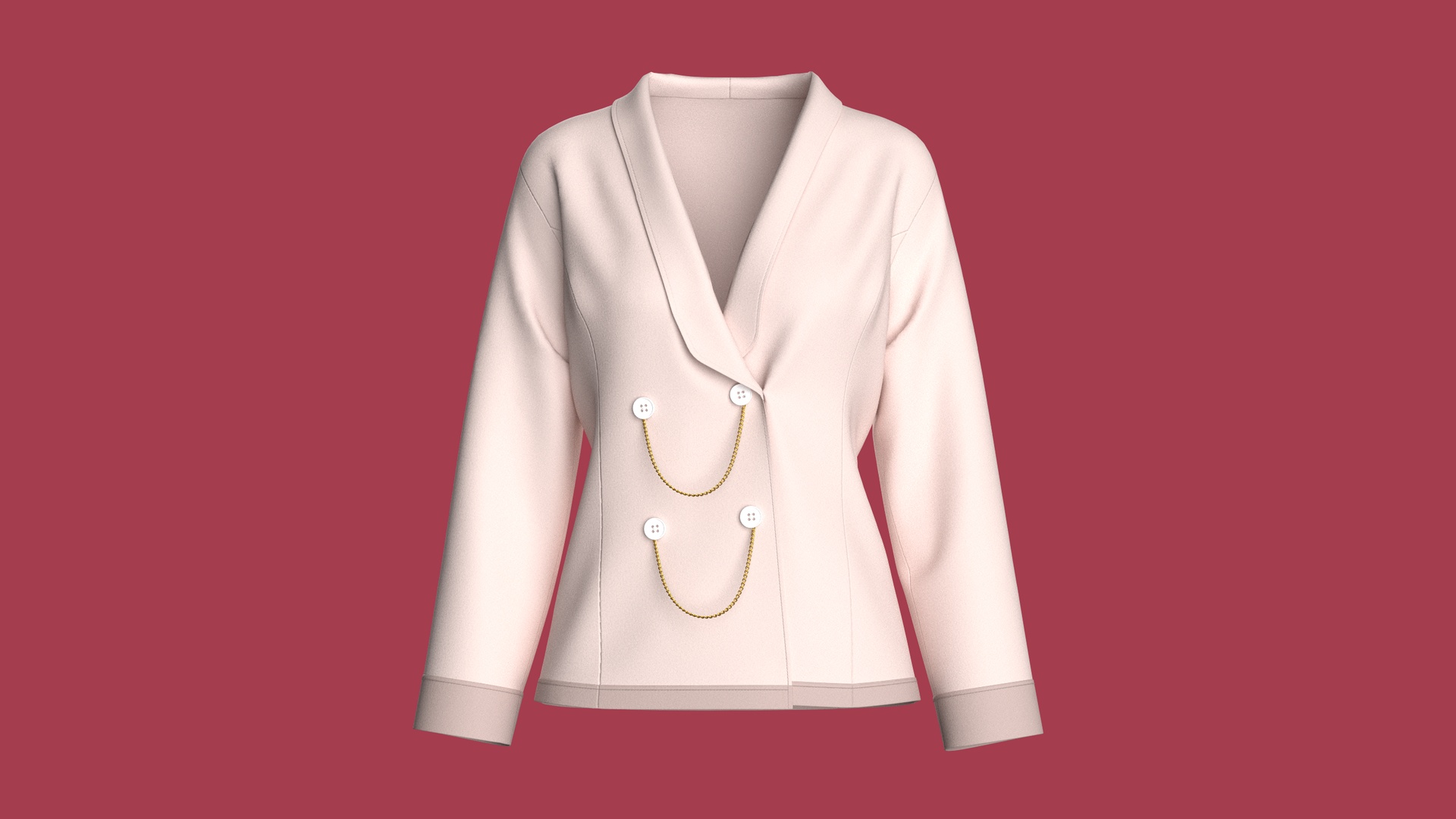 Media 1 for listing Girls Double - Breasted Chain Accented Blazer | High Poly