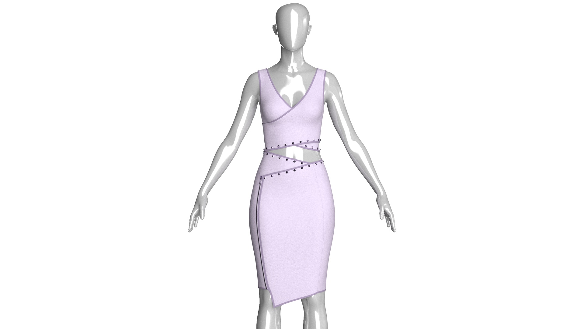 Media 1 for listing Girls Bralette Top With Side Zipper Wrap Skirt - Outfit | High Poly