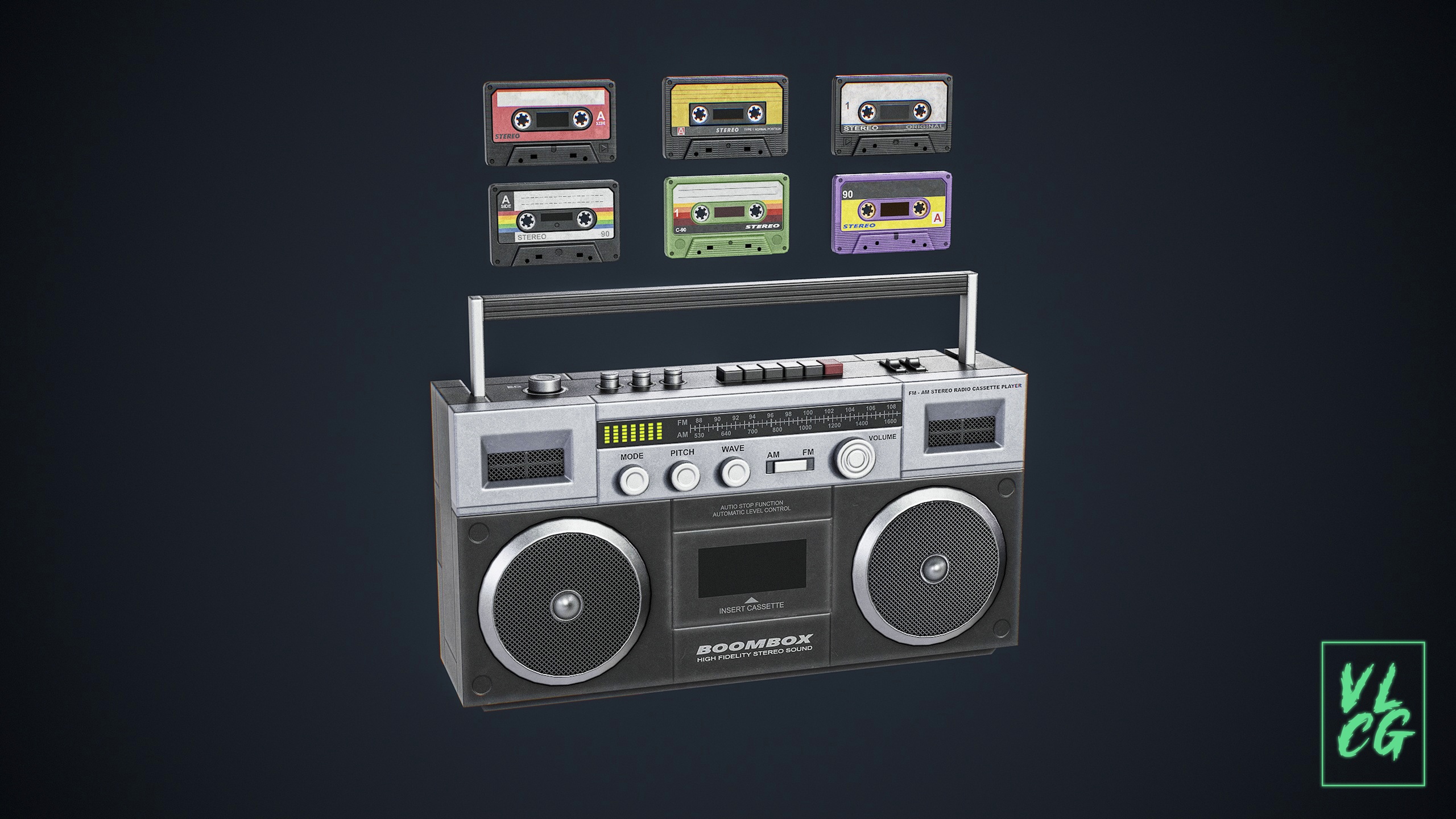 Media 1 for listing VLCG - Boombox - Retro Old Audio Cassete Player Radio 1980s