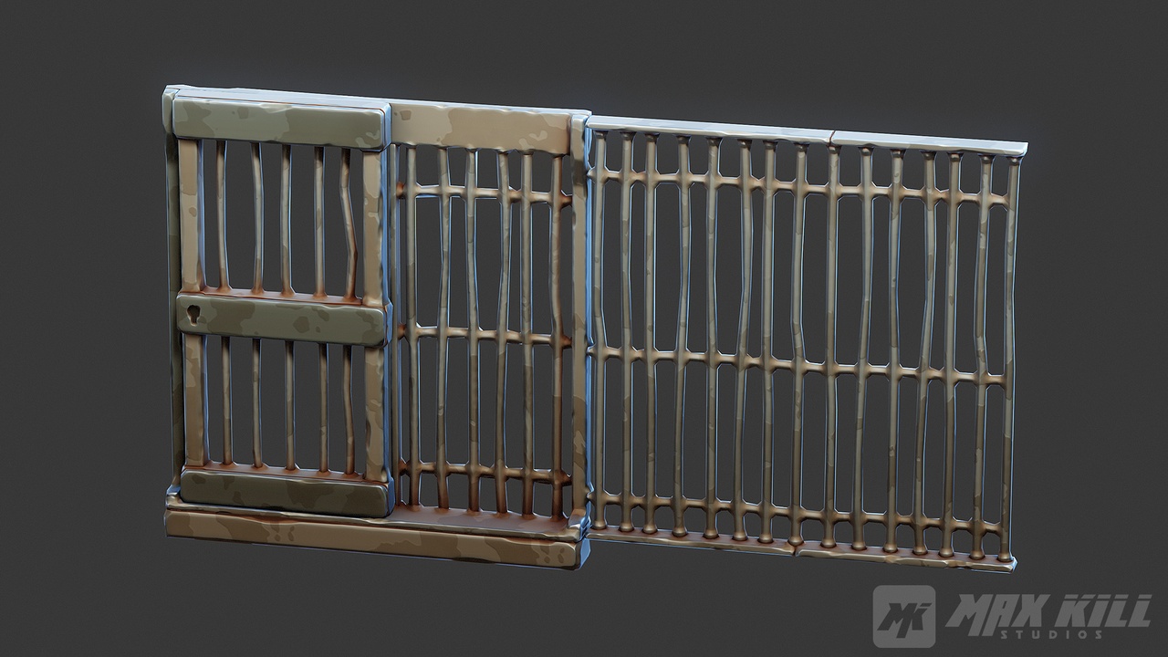 Media 1 for listing Stylized Medieval Prison Bars & Sliding Door
