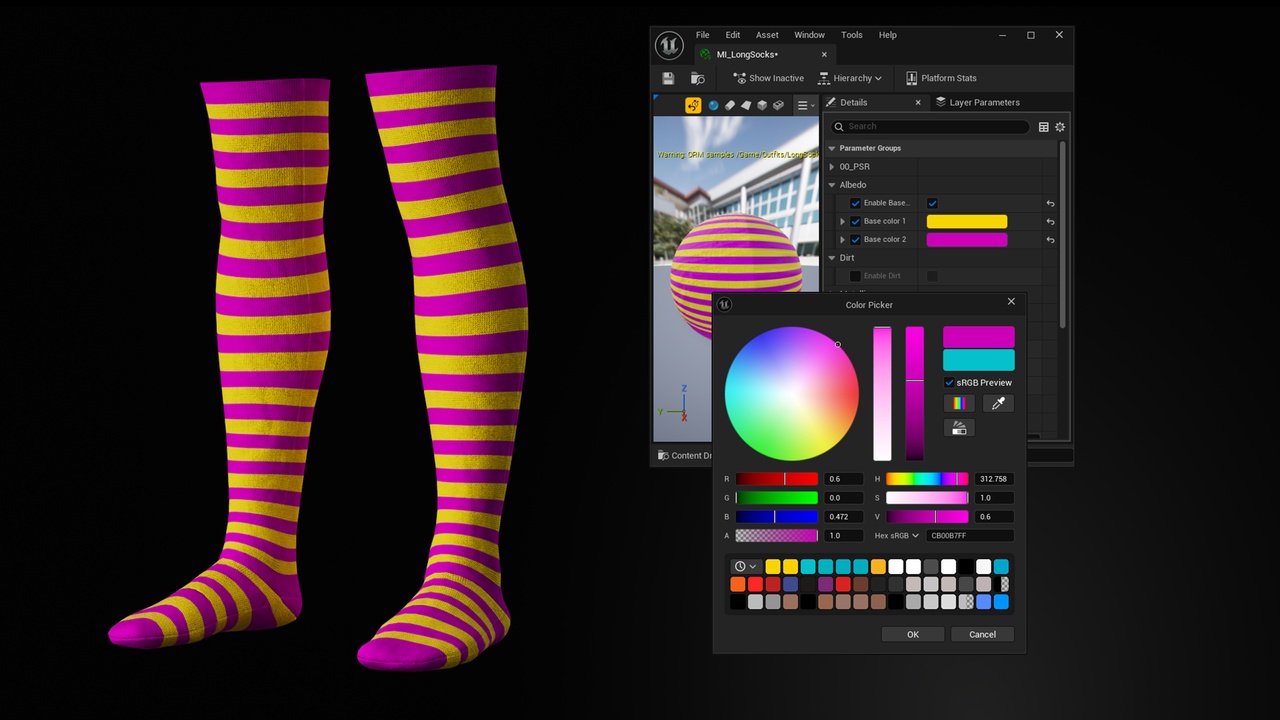 Media 1 for listing Socks - thigh high socks - over the knee socks - Metahuman Outfit