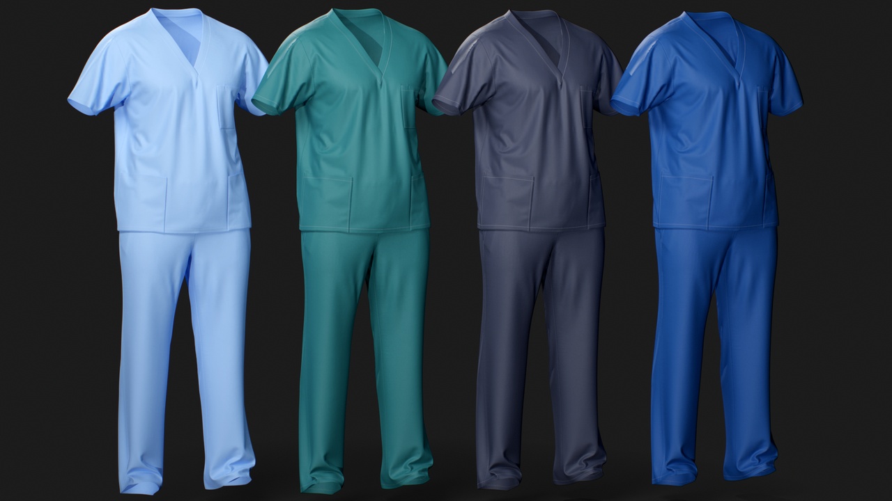 Media 1 for listing Medical Scrub Set for MetaHuman 4 Color Variants – Parametric Wardrobe (MHPKG)
