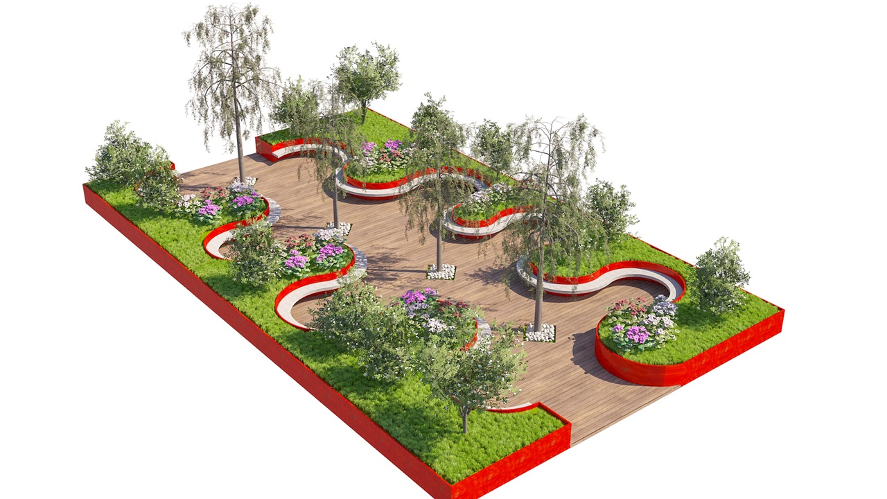 Media 1 for listing Contemporary S-Curve Seating & Greenery Set