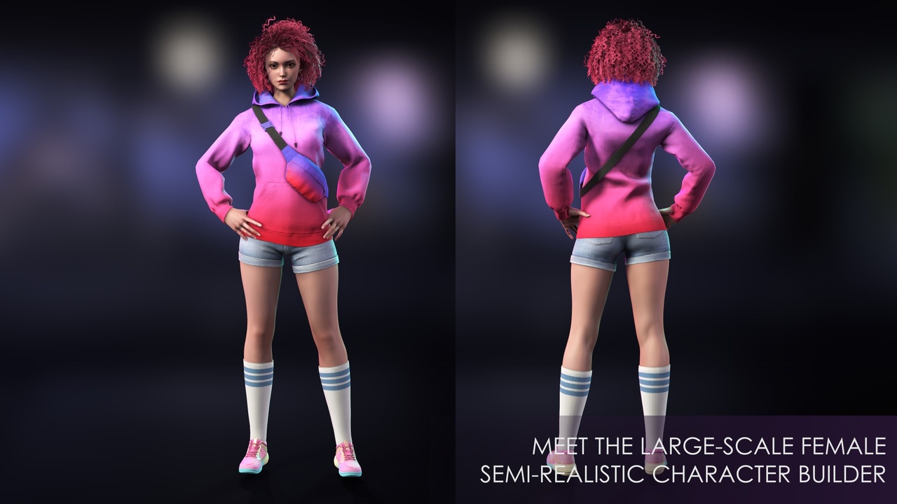 商品 Streetwear Girl 1 (4) -Casual Wear Girls Pack 2, Stylized Cute Woman Character 的媒体 1