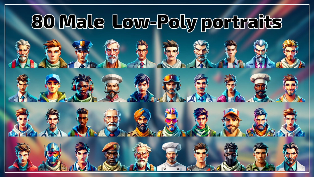 Media 1 for listing 150 Low-Poly NPC Portraits