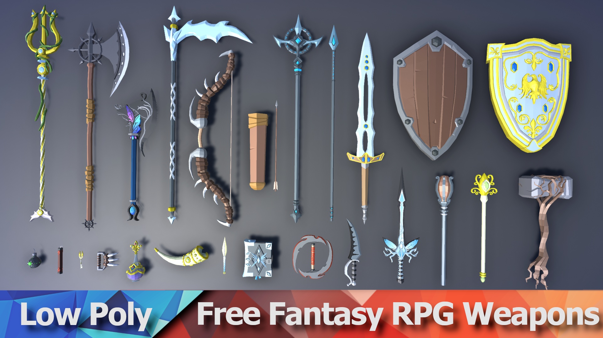 Media 1 for listing Free Low Poly Fantasy RPG Weapons