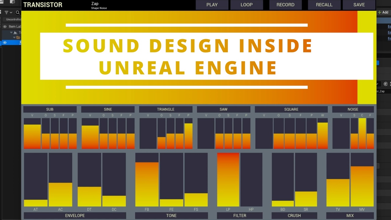 Media 1 for listing MetaSound Transistor: Procedural Sound Effects Design System by Shape Noise