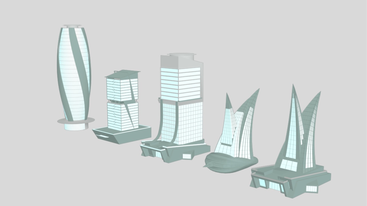 Media 1 for listing Futuristic Low Poly Skyscraper Pack