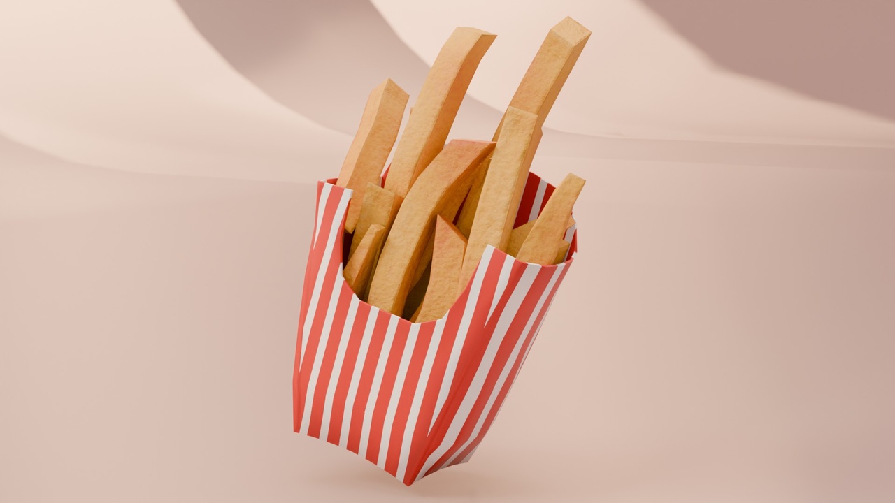 Media 1 for listing French Fries 3D Model Low Poly Game Ready with LODs