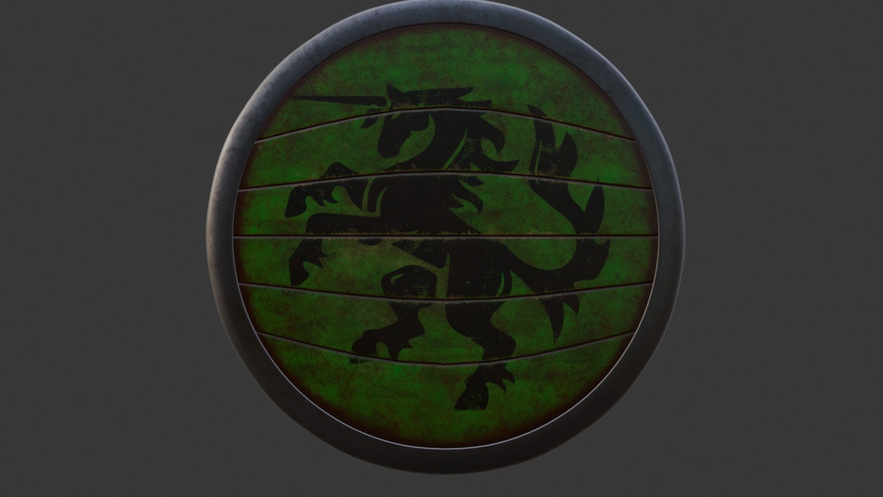 Media 1 for listing Unicorn Crest Shield | Fantasy Wooden Shield with Heraldic | Game Ready PBR