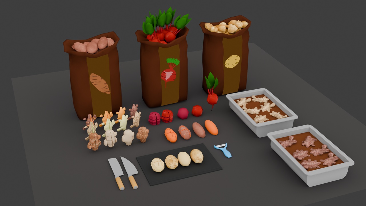 Media 1 for listing Low Poly Root Vegetables Pack