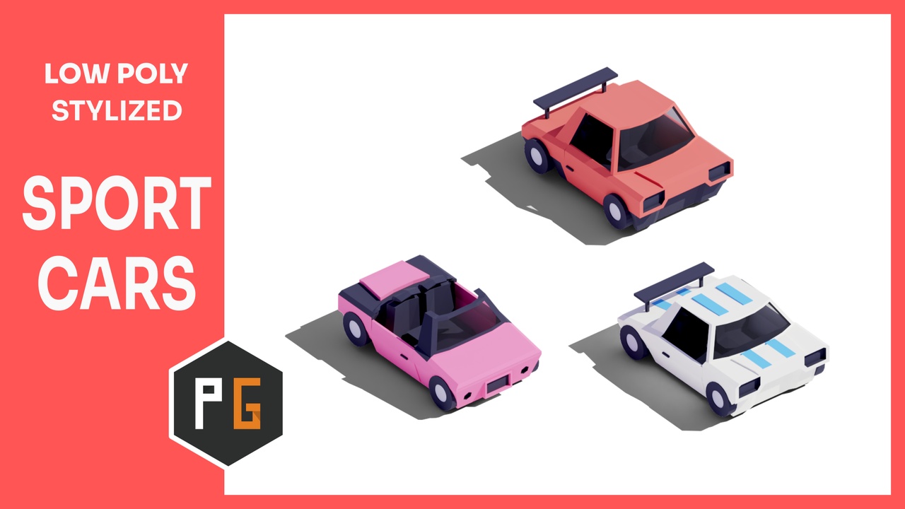 Media 1 for listing Low Poly Sport Cars Pack — Chibi Style | 3 Vehicles