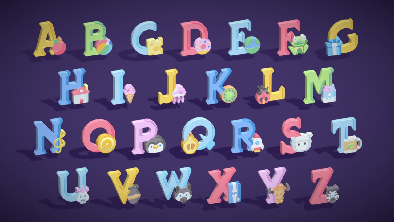 Media 1 for listing Toon Alphabets - Low Poly Cartoon Pack 4 - Kids Learning 3D Assets - Letters
