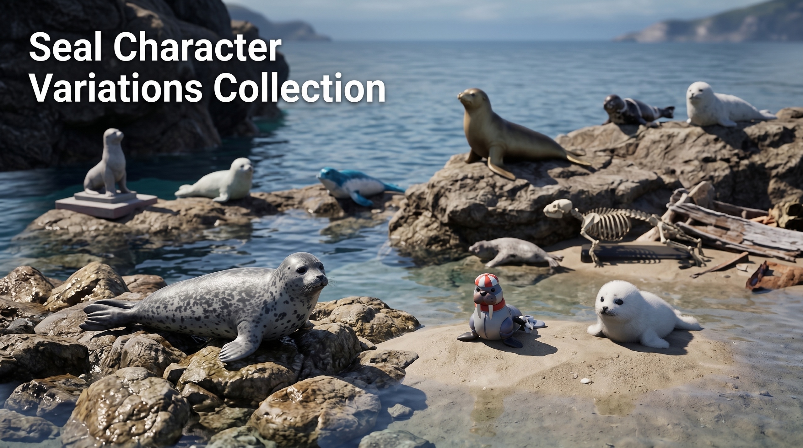 Media 1 for listing Seal Character Variations Collection 3D Asset Pack