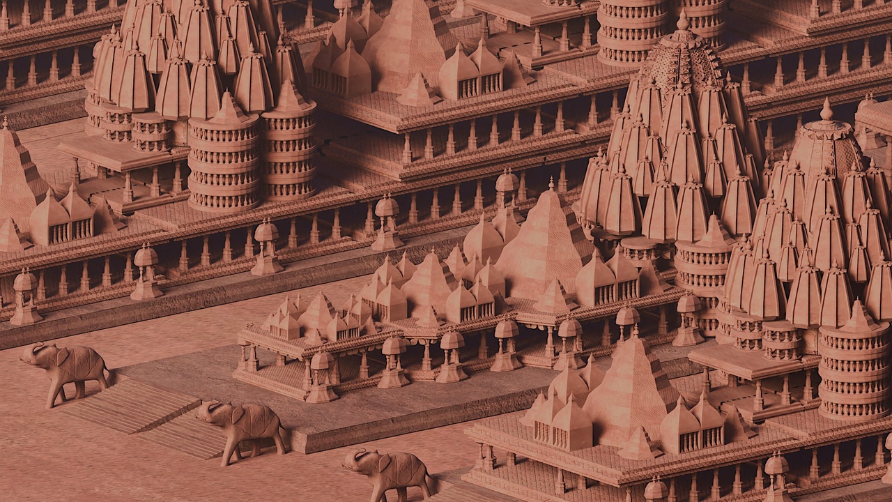Media 1 for listing Nagara style temple assets for 3d visual, art and animations.