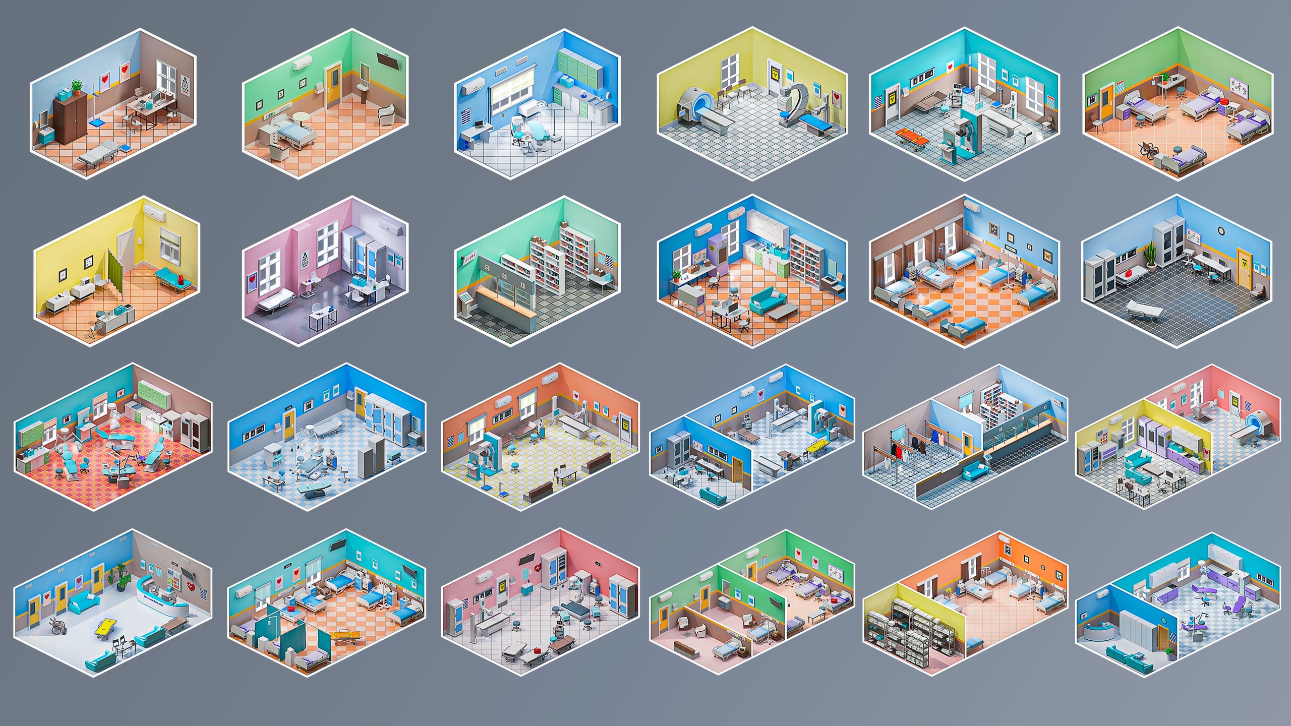 Media 1 for listing Hospital Interior Rooms - Low Poly 3D Models Pack