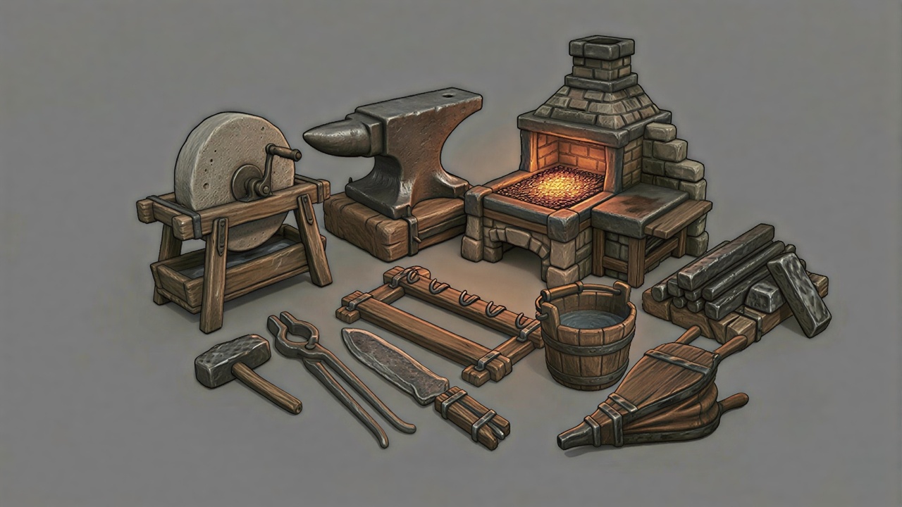Stylized Medieval Blacksmith Props Pack | Fab