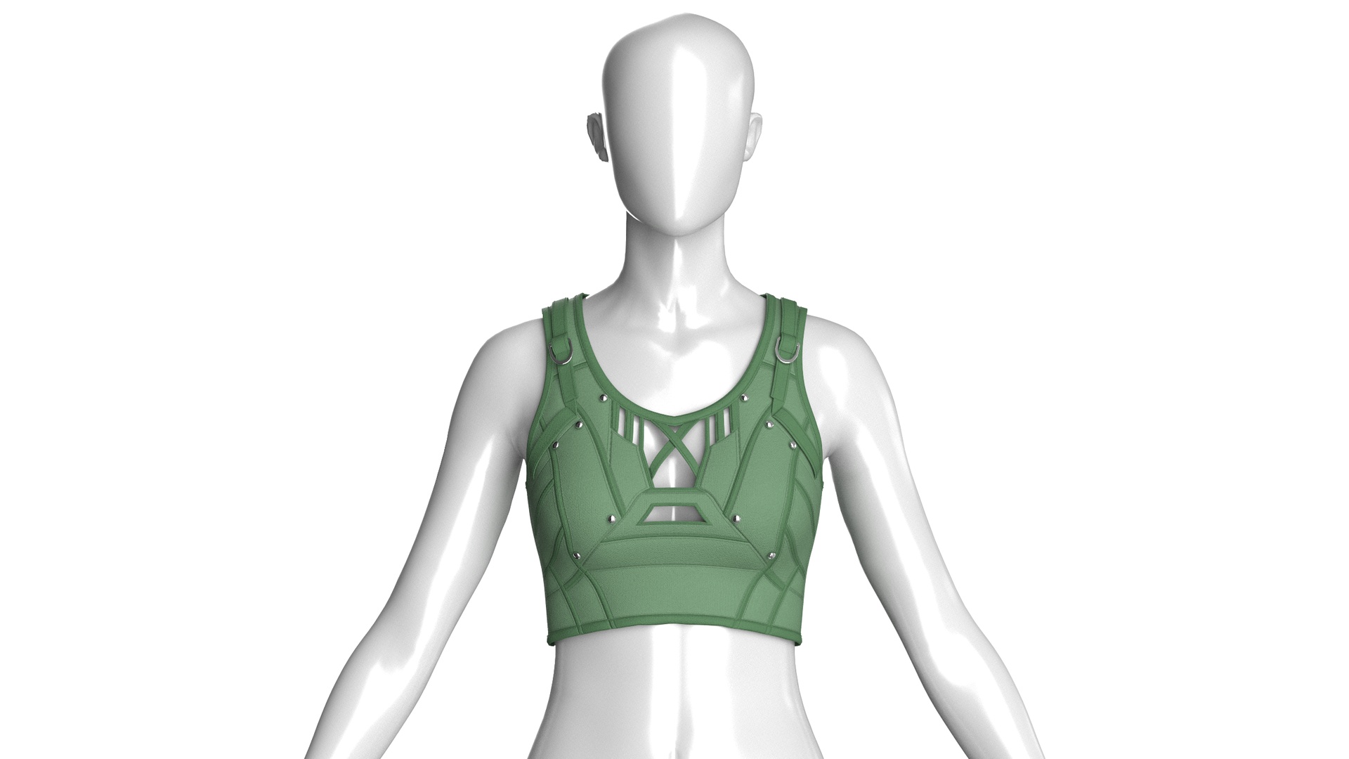 Media 1 for listing Girls Crop Top With Front Cage Cutouts | High Poly