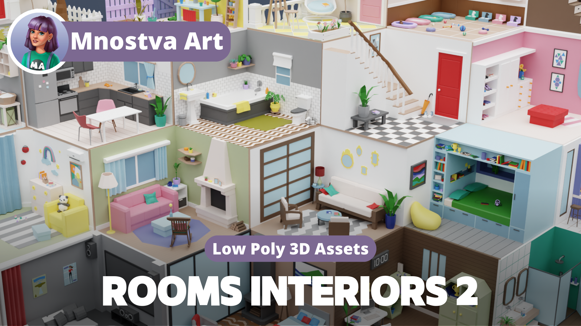 Low Poly Rooms / Interiors 2 | Fab