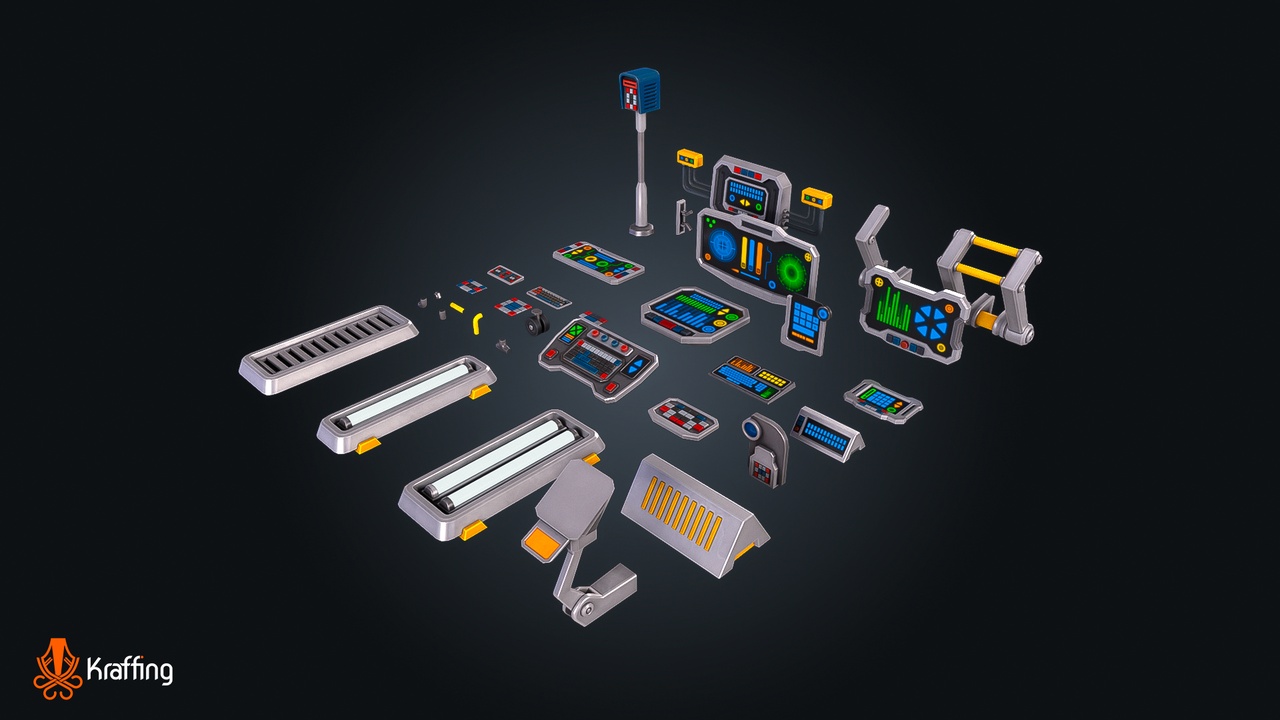 Media 1 for listing SCI-FI Props Console V1 – Futuristic Control Panel – Game Ready PBR