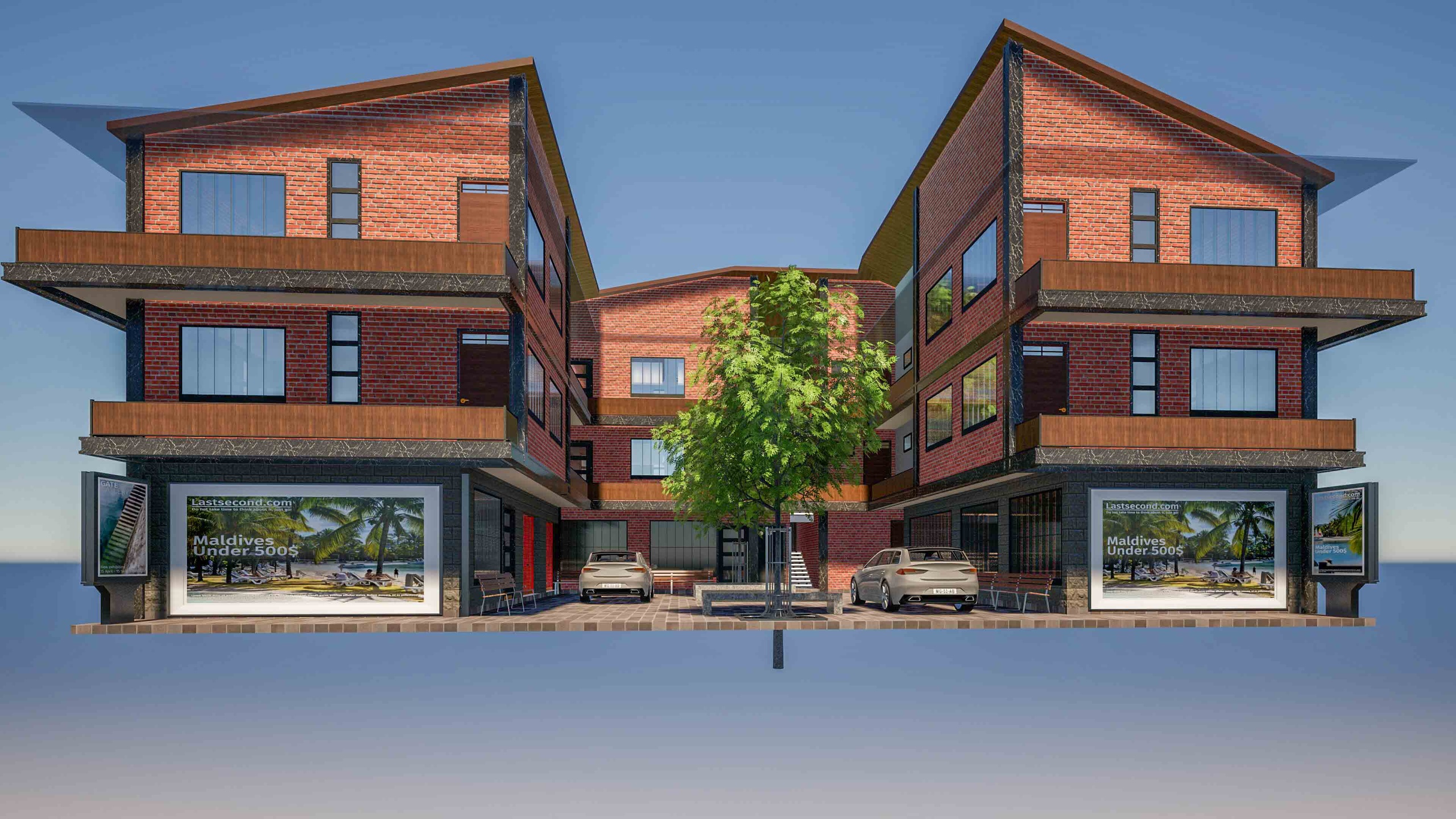 Media 1 for listing Modern Industrial Mixed-Use Building: Shops & Apartments 3D Model