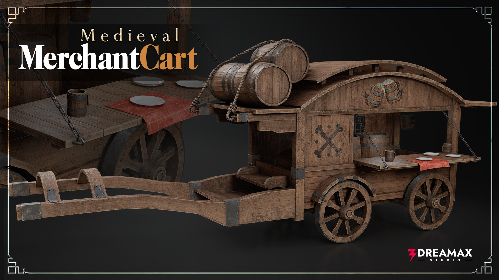 Medieval Merchat Medieval Merchant Cart – Detailed Market Wagon | Fab