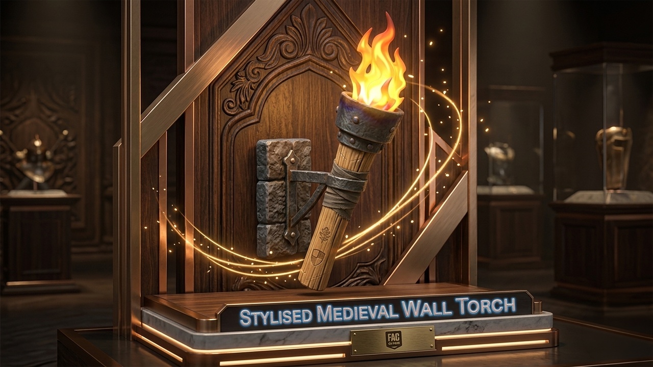 Media 1 for listing Stylized Medieval Wall Torch (with Bracket)