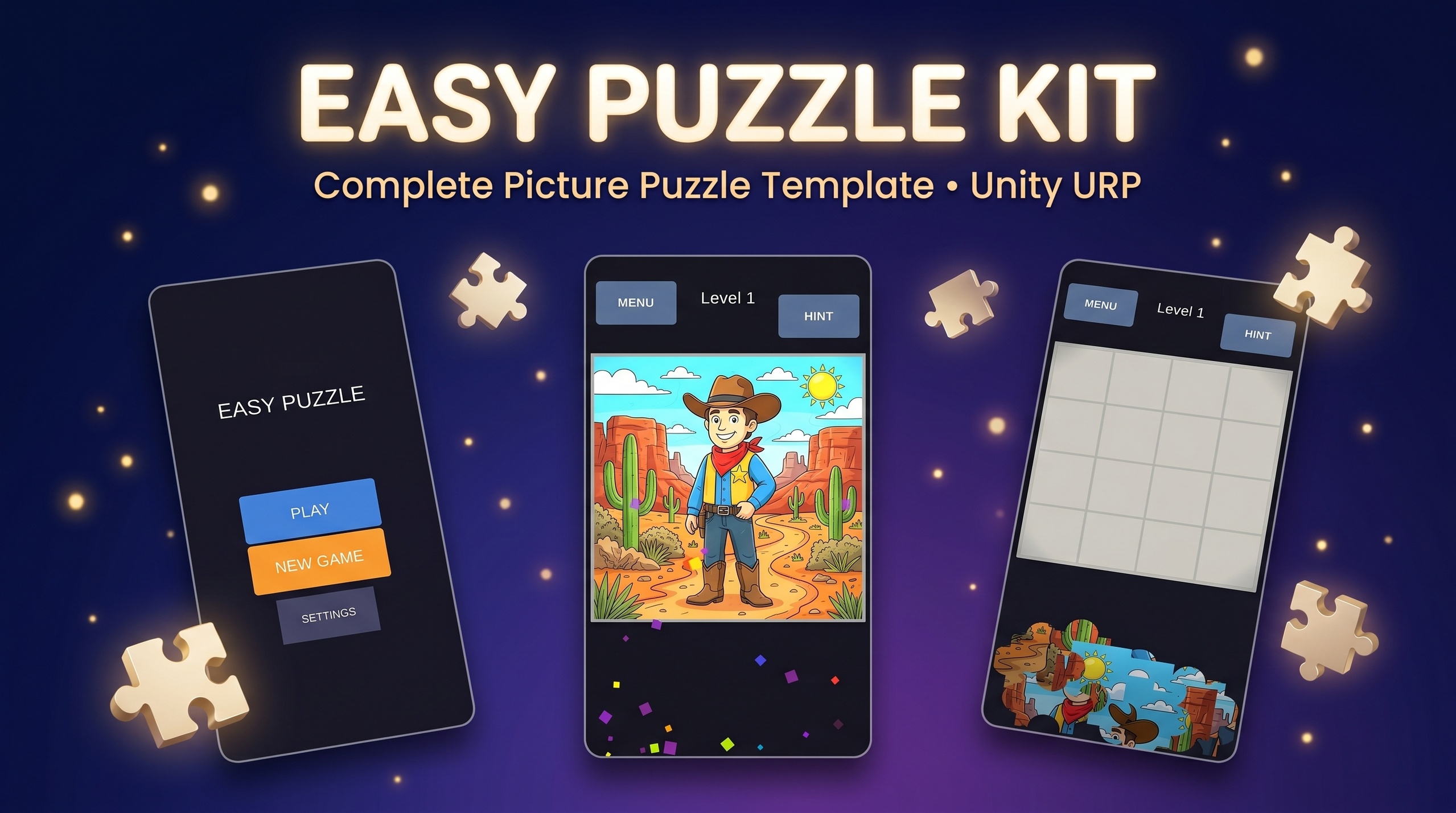 Media 1 for listing Easy Puzzle Kit — Complete Picture Puzzle Template (URP, Mobile-Ready)