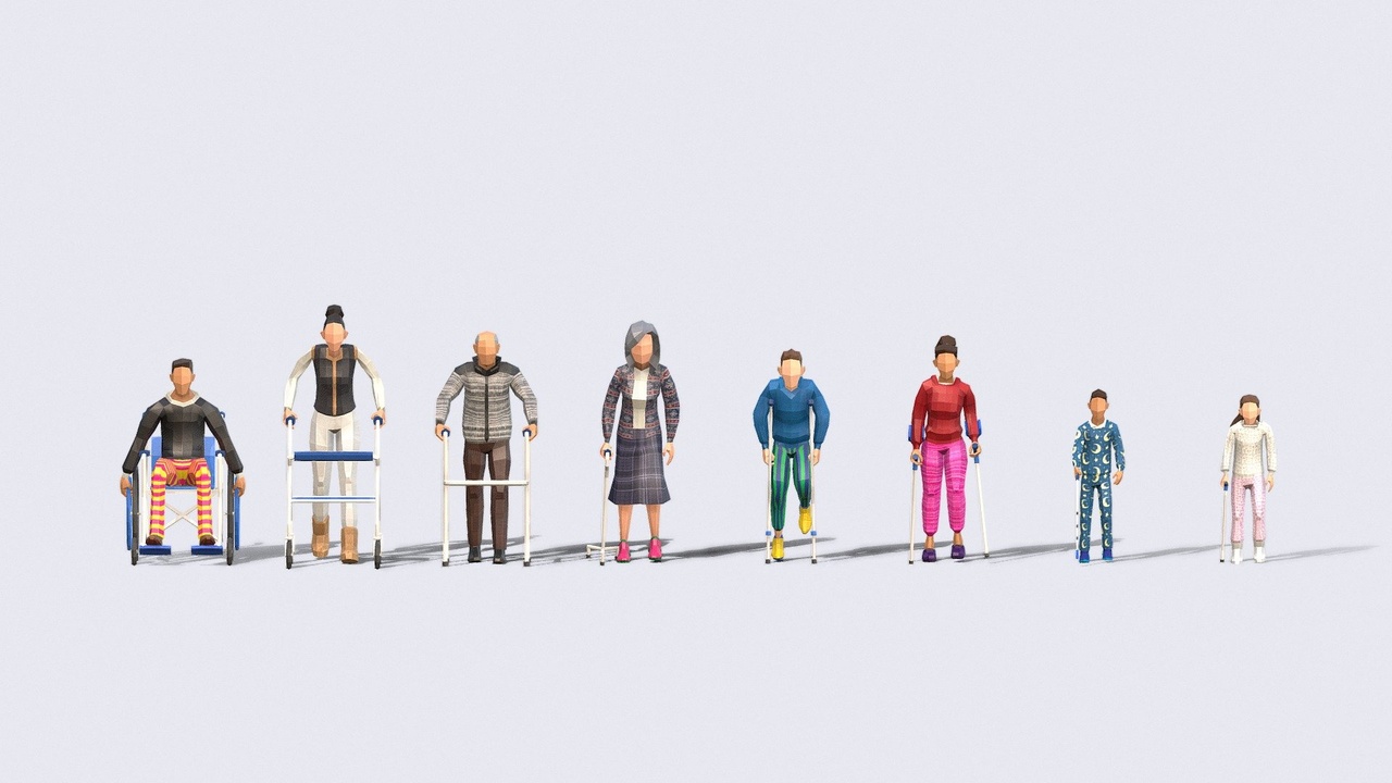 Media 1 for listing Low Poly Disabled People - Animated & Rigged