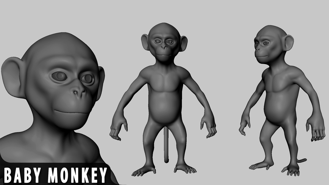 Media 1 for listing Baby Monkey  - Topology + UV map