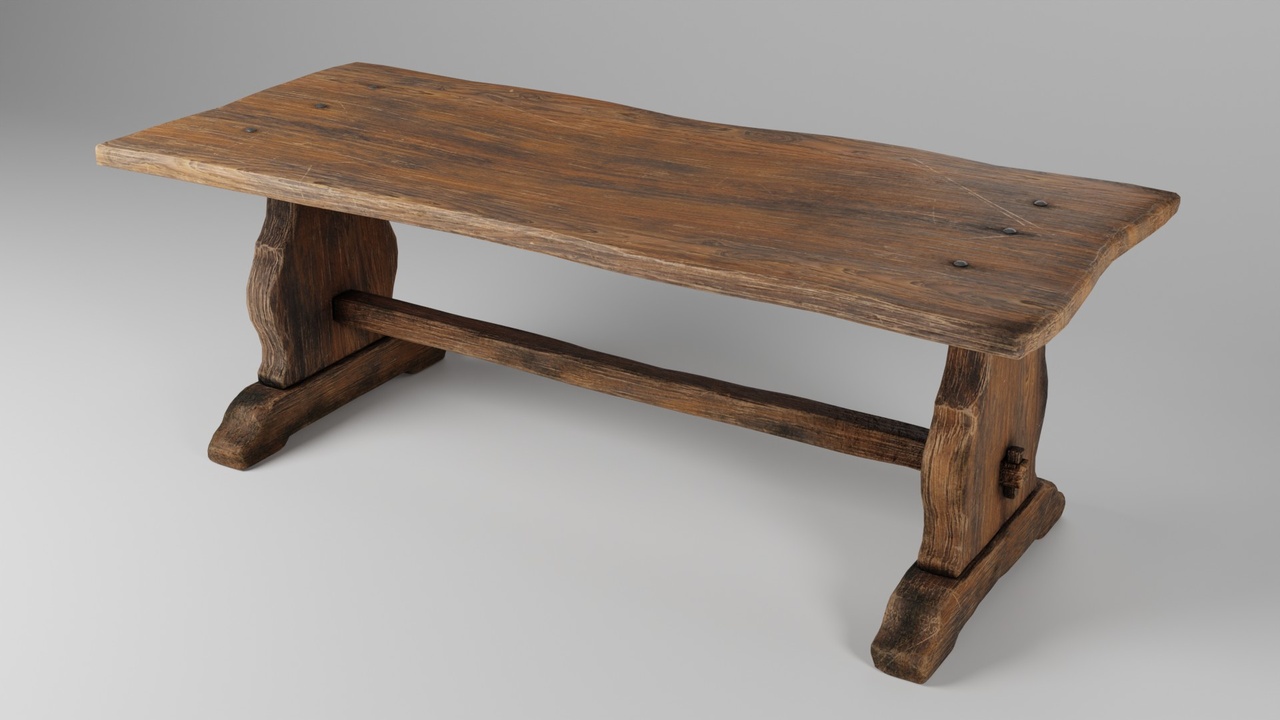 Media 1 for listing Medieval Rustic Wooden Tavern Table