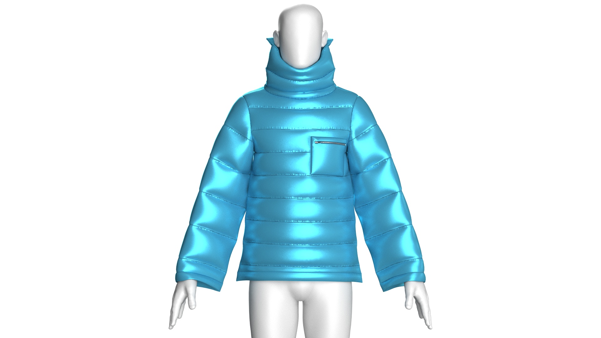 Media 1 for listing Men Static Blue Puffer Jacket | High Poly