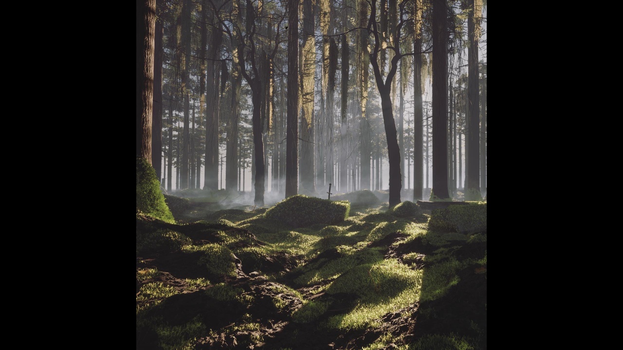 Media 1 for listing Realistic Moss Foliage Plants Pack with Foggy Meadow Forest Environment & Sword