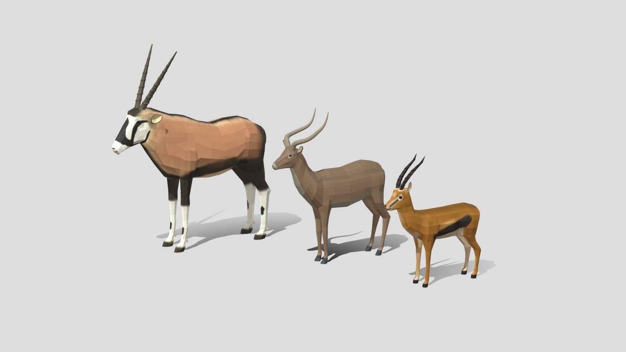 出品Low Poly Cartoon African Antelopes Packのメディア1
