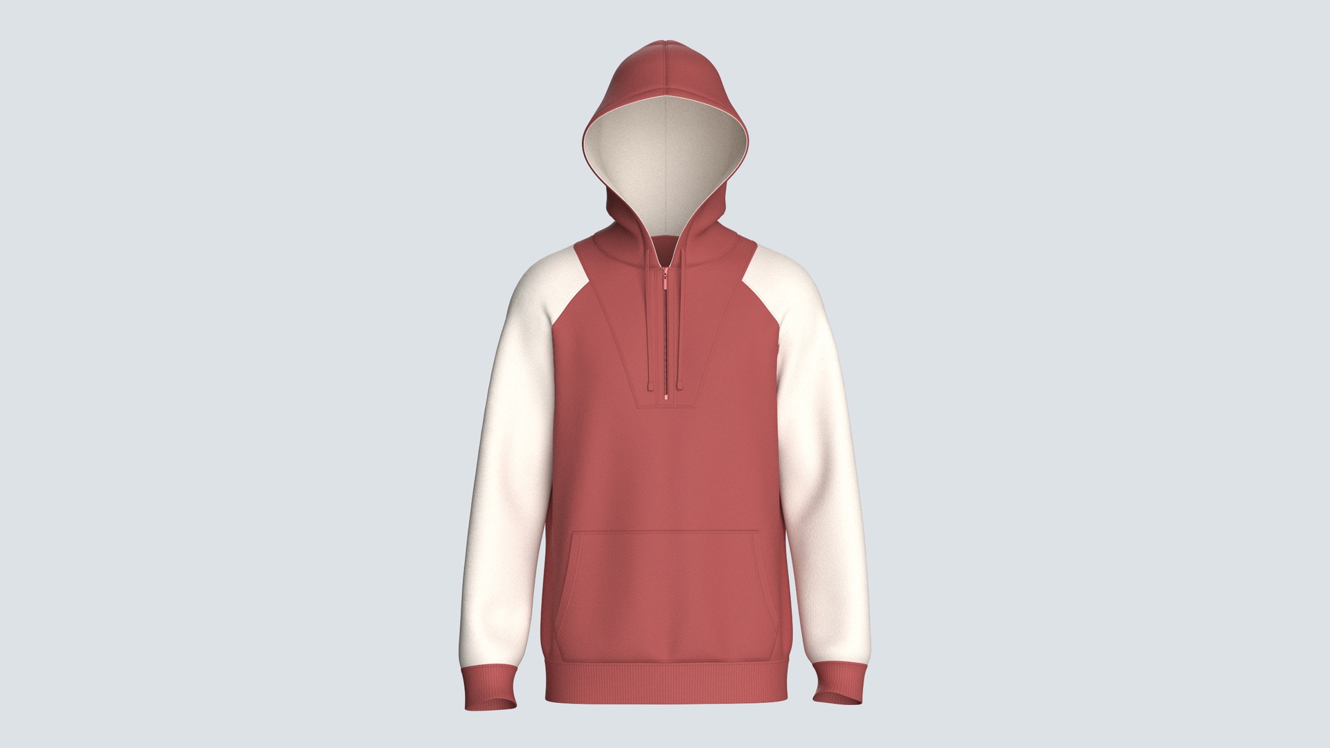 Media 1 for listing Men 2 Ton Color Block Half - Zip Hoodie | High Poly