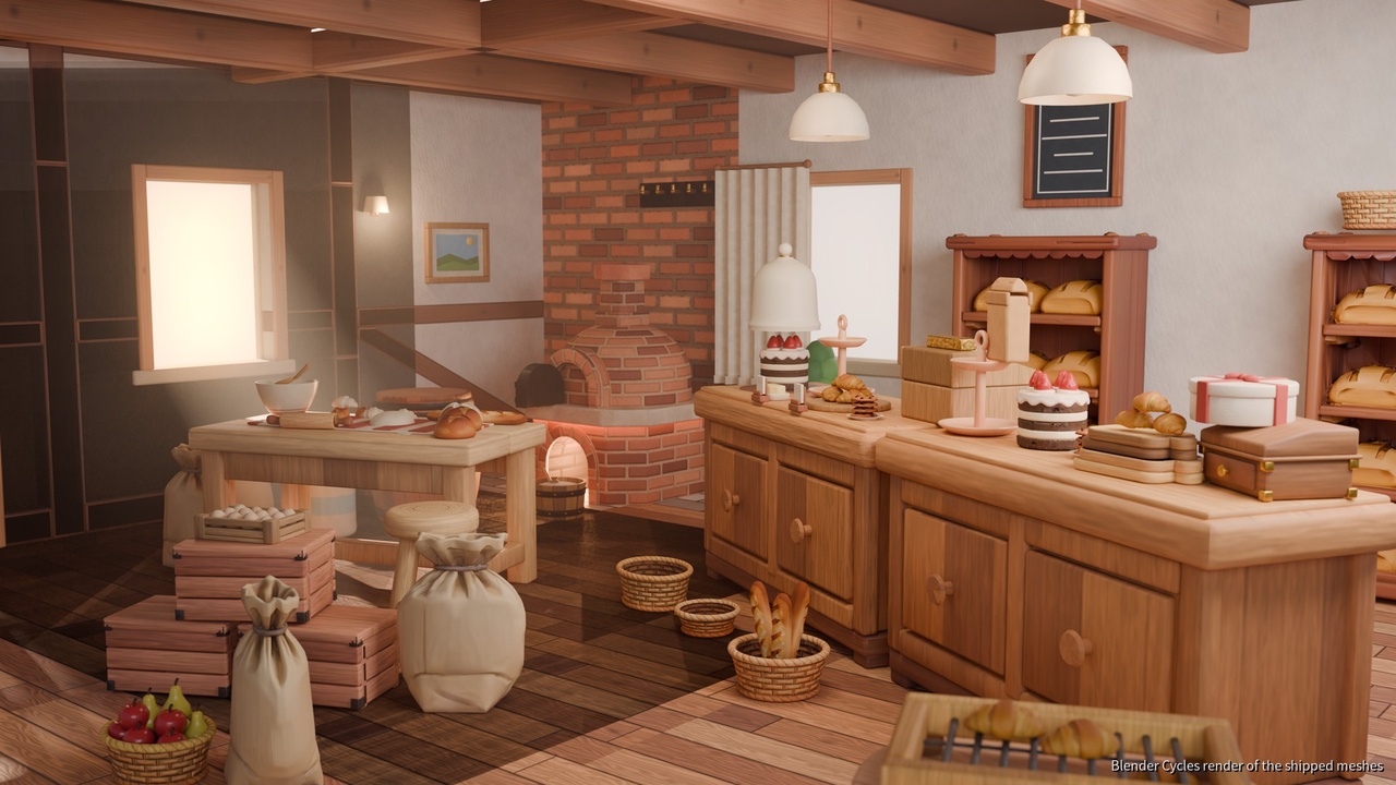 Media 1 for listing Stylized Bakery Kit - Modular Shops & Foods