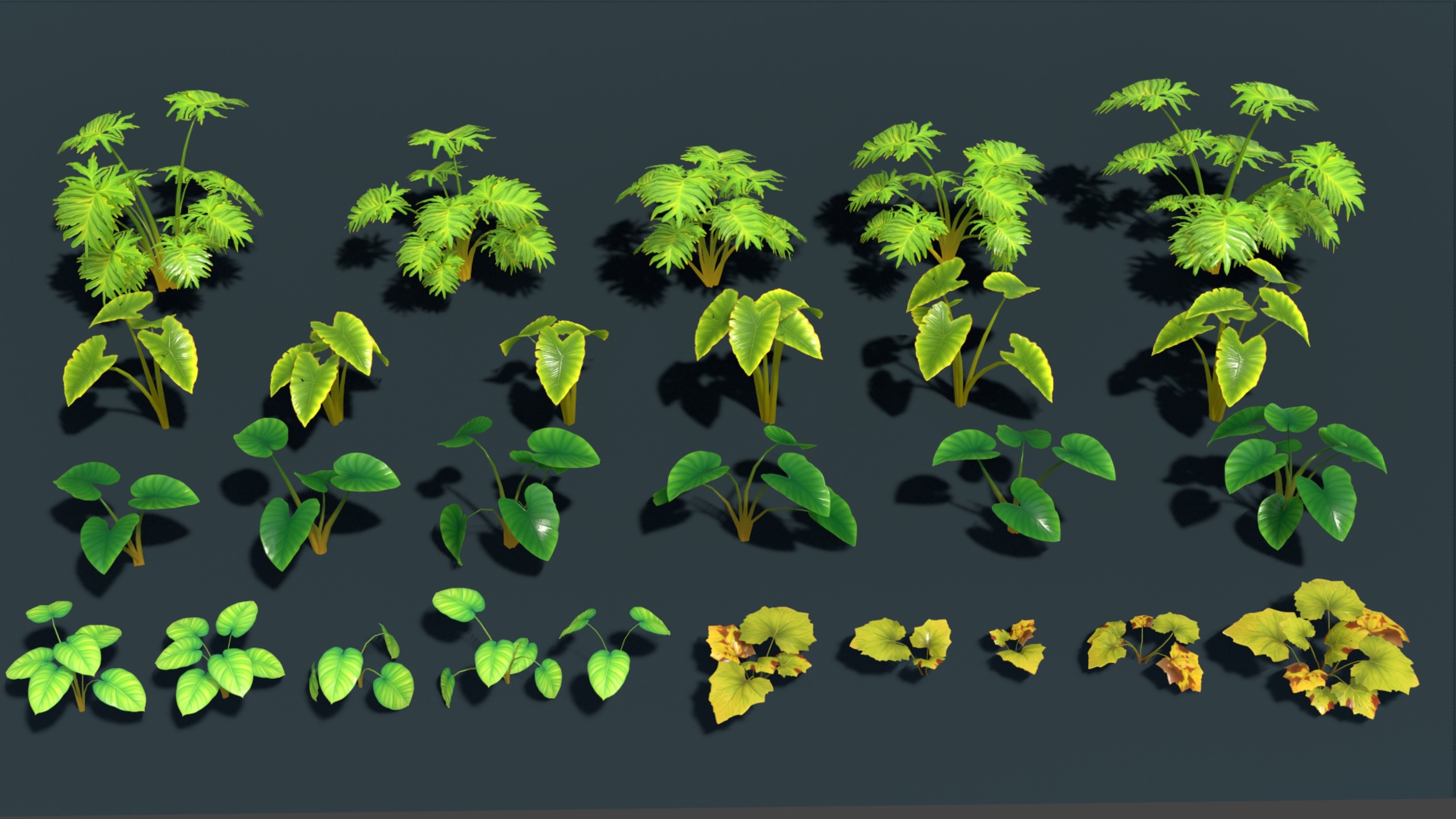 Media 1 for listing ToonFlora – Stylized Lowpoly Tropical Foliage Plants Pack Vol–7