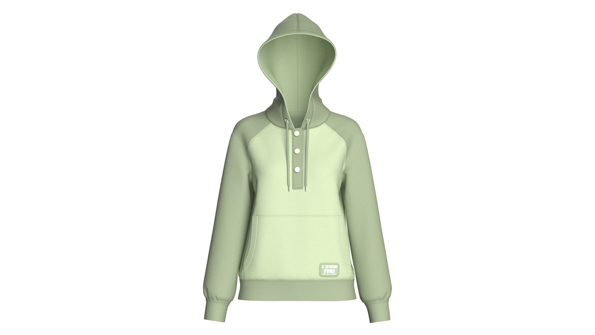 Media 1 for listing Girls Raglan Sleeve Button Placket Hoodie | High Poly