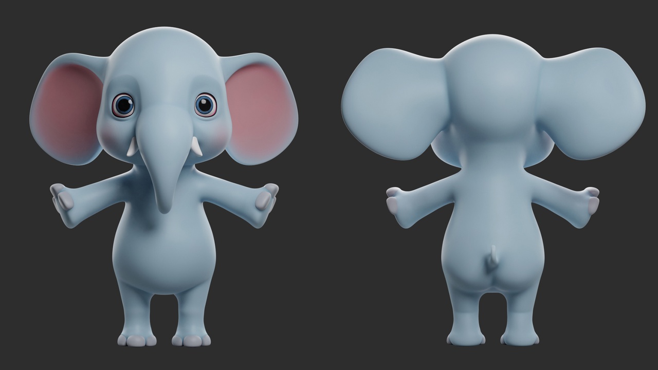 Media 1 for listing Elephant Cartoon ( Biped)  - Topology + UV Map