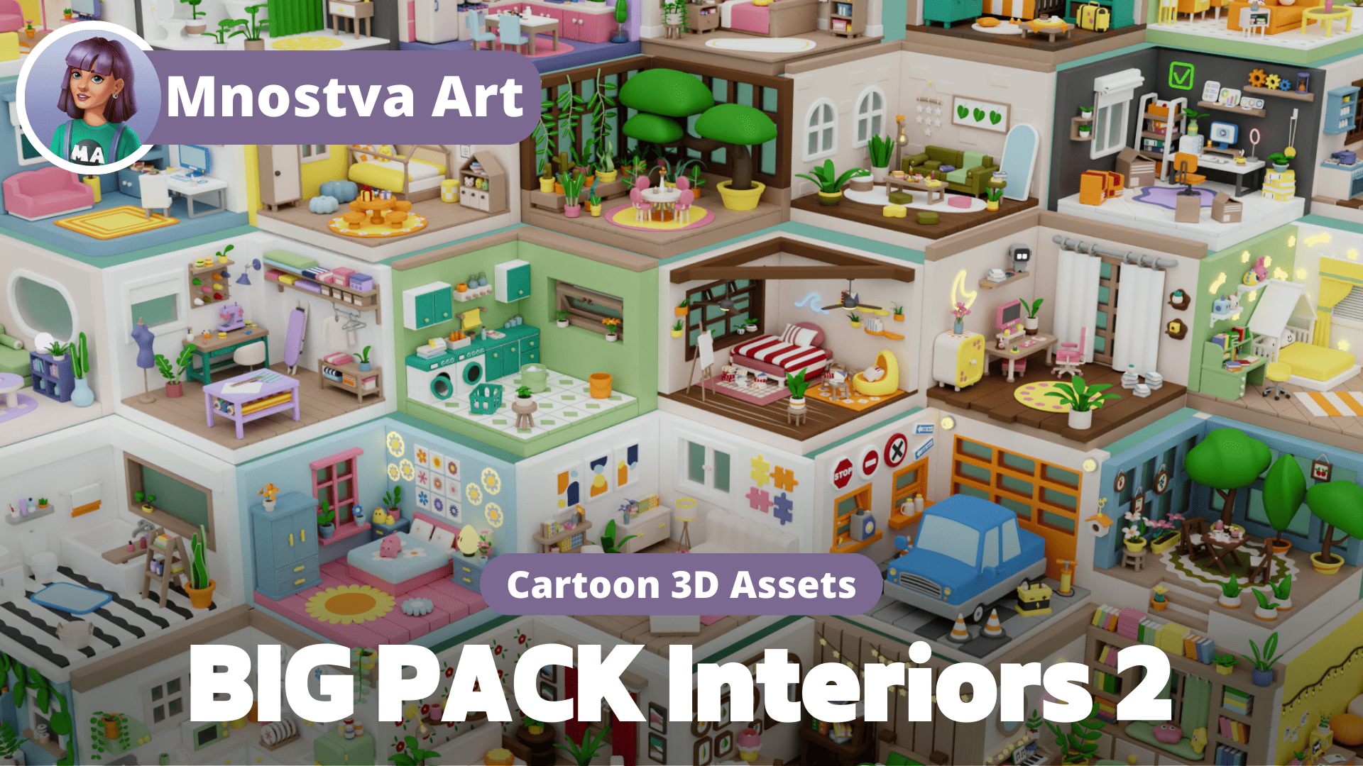 BIG PACK Cozy Cartoon Rooms Interiors 2 | Fab