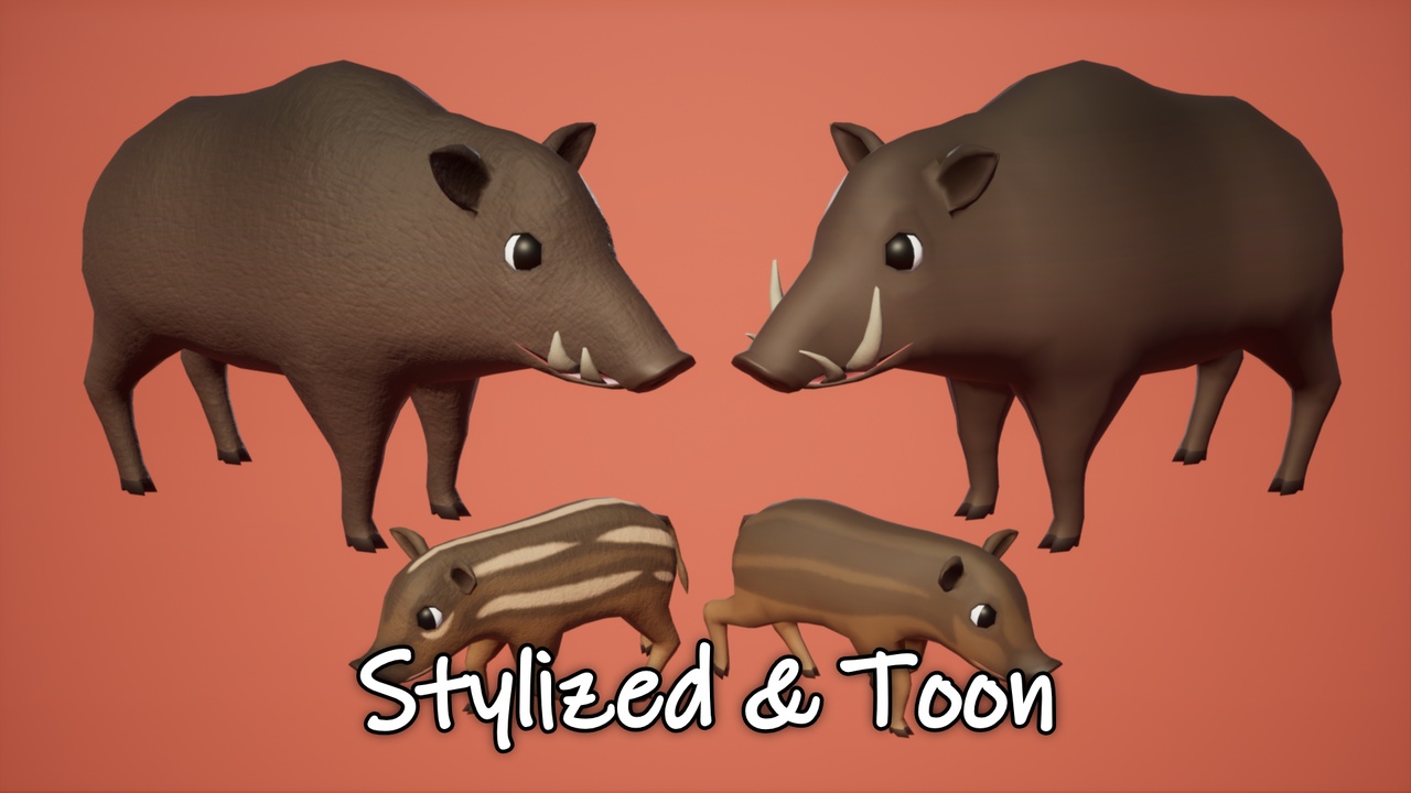 SI - Animated Wild Boar and Boar Piglet 제품 등록을 위한 미디어 1개
