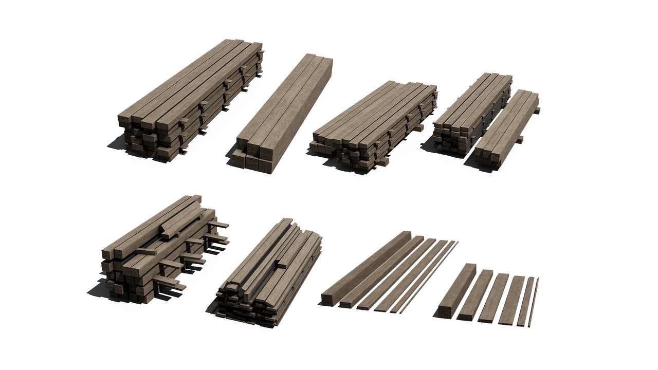 Media 1 for listing Moduar wooden timber or lumber beam kit medium 3D model