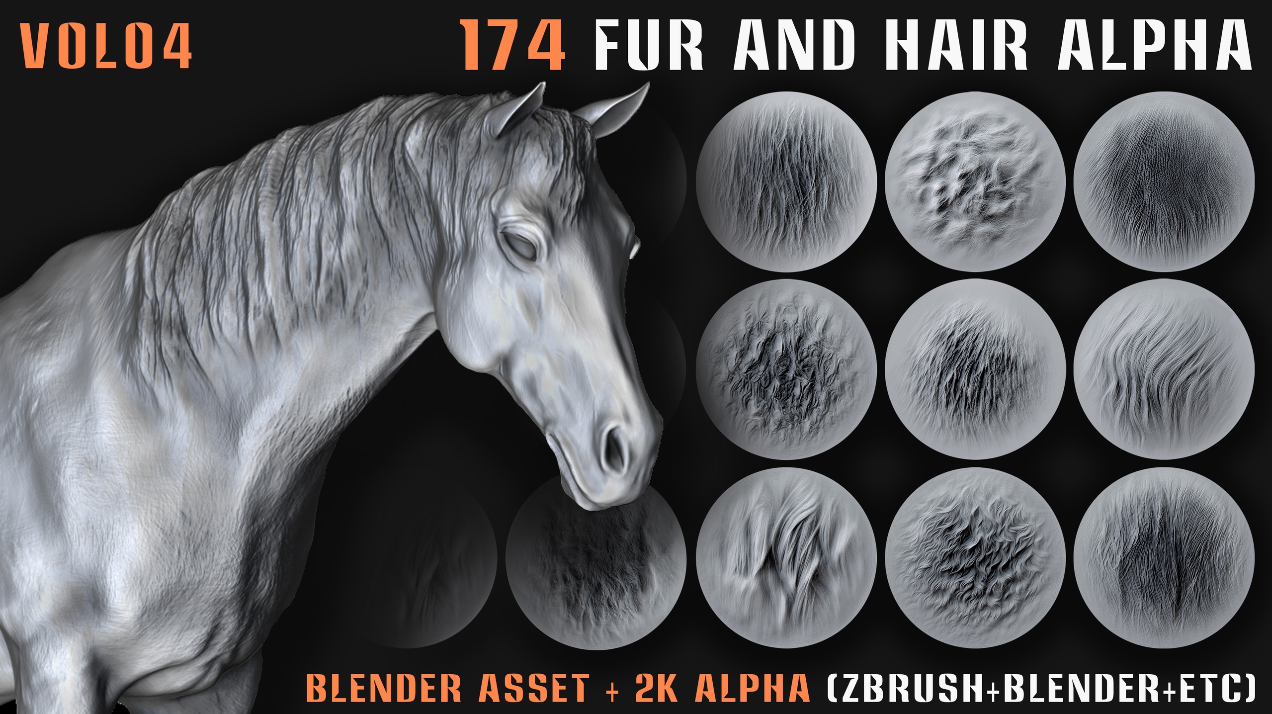 Media 1 for listing 174 Animal Fur and Hair Alphas - Vol04