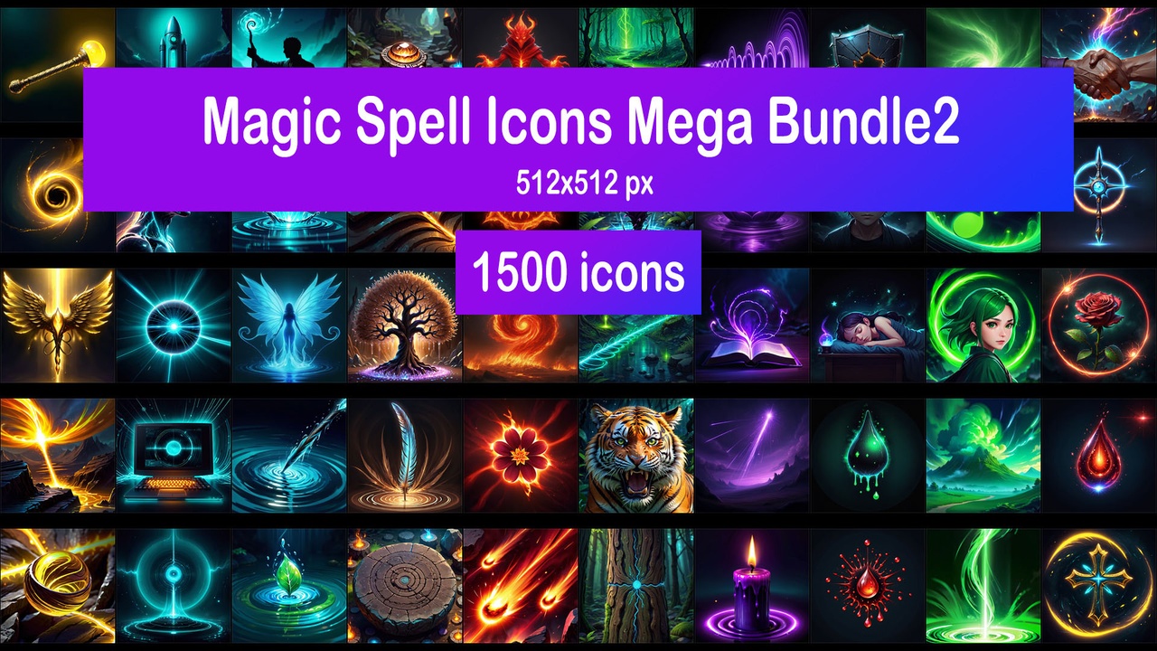 Media 1 for listing Magic Spell Icons Mega Bundle2