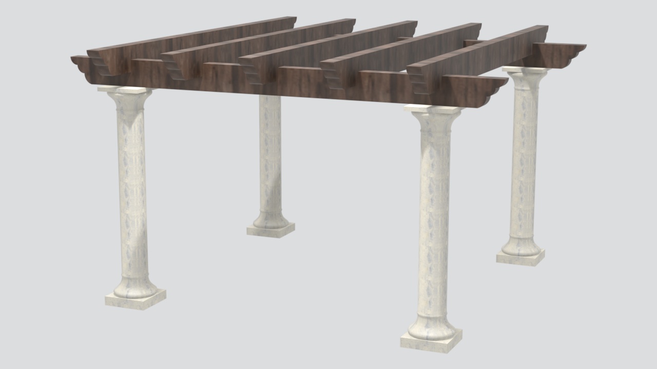 Media 1 for listing Wooden Beam Pergola on White Classical Columns 3D Model