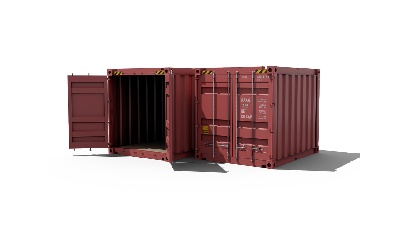 Media 1 for listing 10 Foot shipping container with interior red 3D model