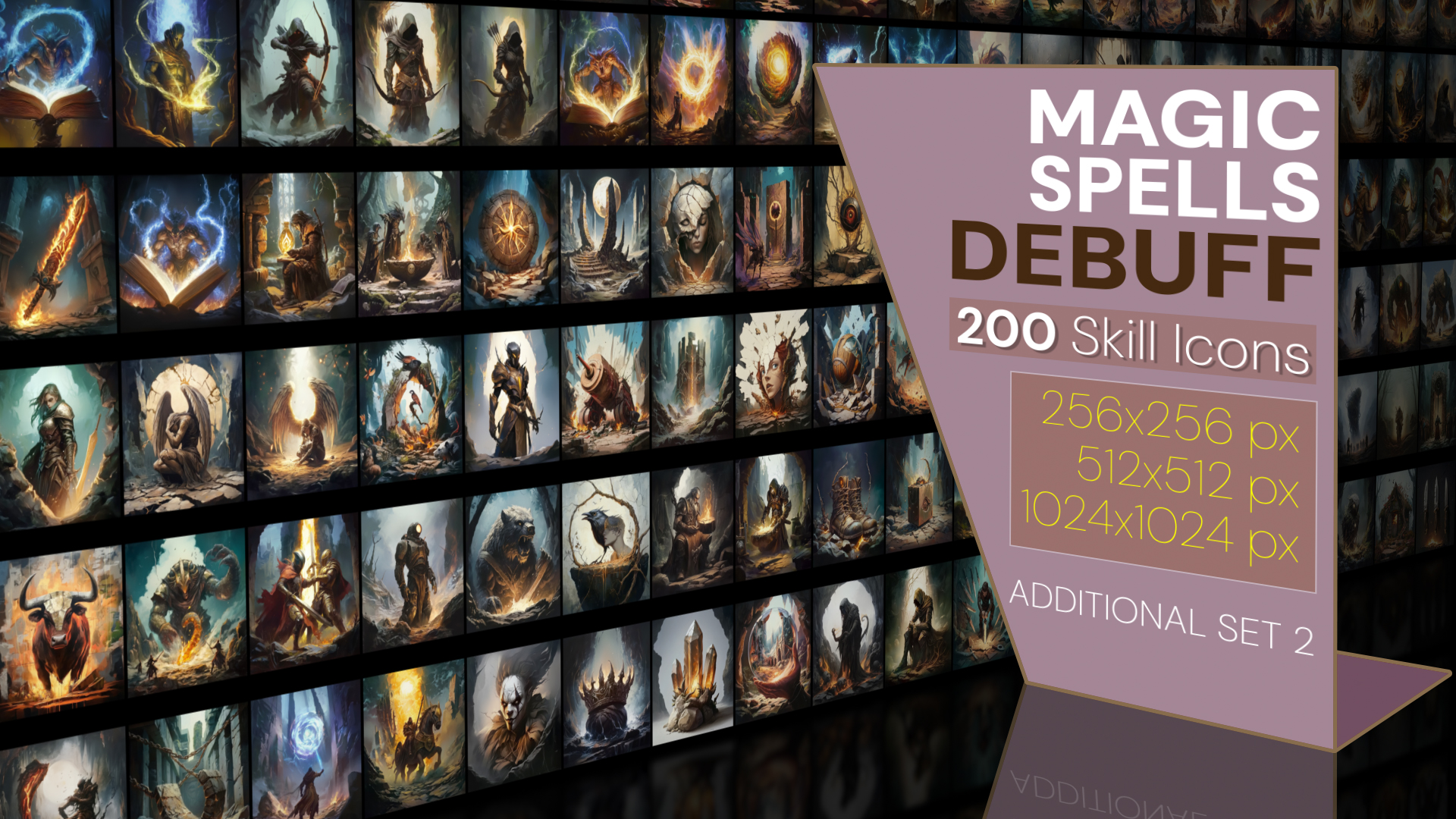 200 additional magical spell icons themed around - Debuff. Pack 2 | Fab